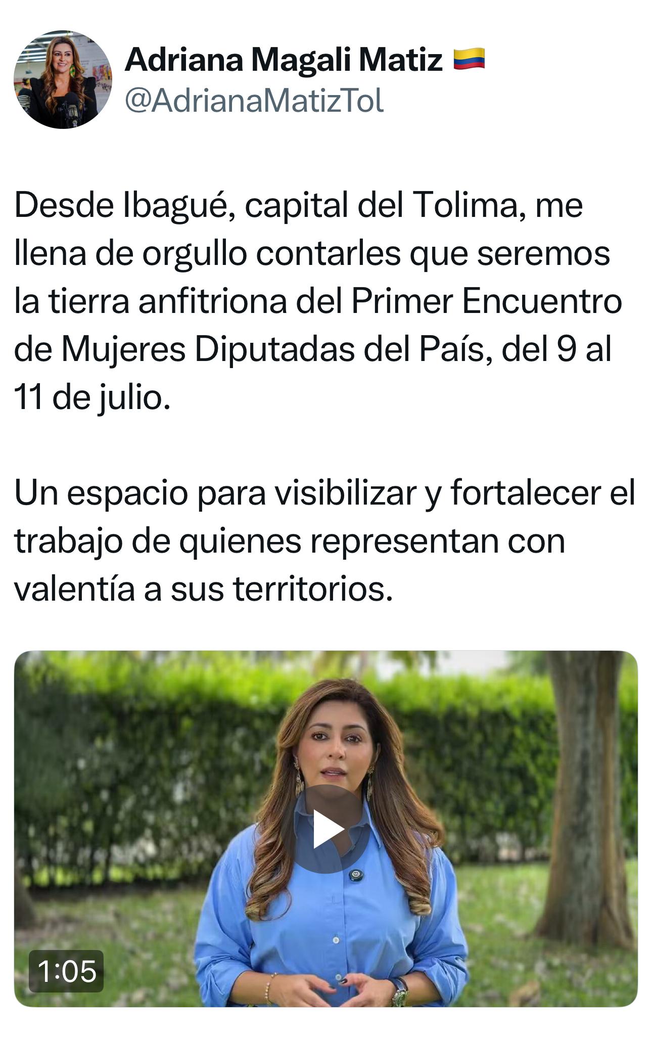 El Tolima será sede de la primera Cumbre Nacional de Mujeres Diputadas