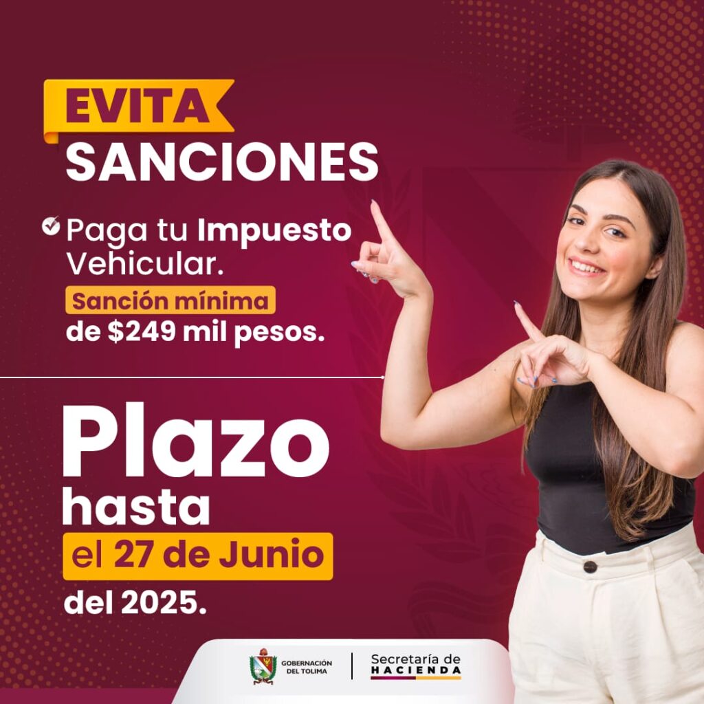 Recta final para el pago del impuesto de vehículos automotores en el Tolima.