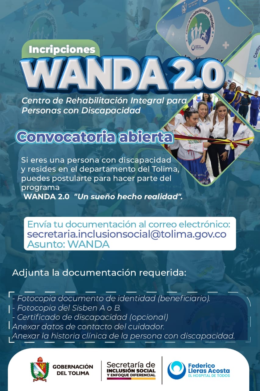 Wanda, continúa con el proceso de rehabilitación en el Tolima